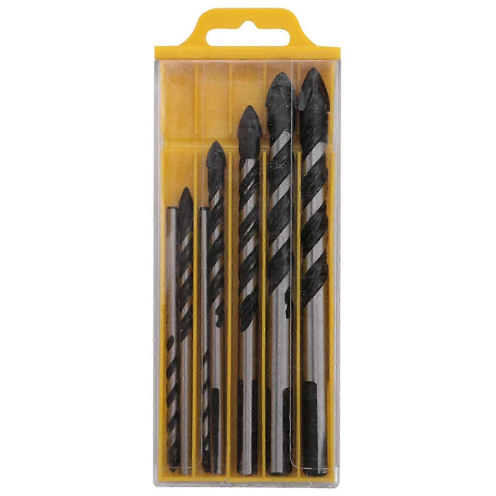 7-Piece Tungsten Carbide Tipped Masonry Drill Bit Set for Porcelain, Ceramic Tile, Concrete & Brick - Sizes 3-12mm