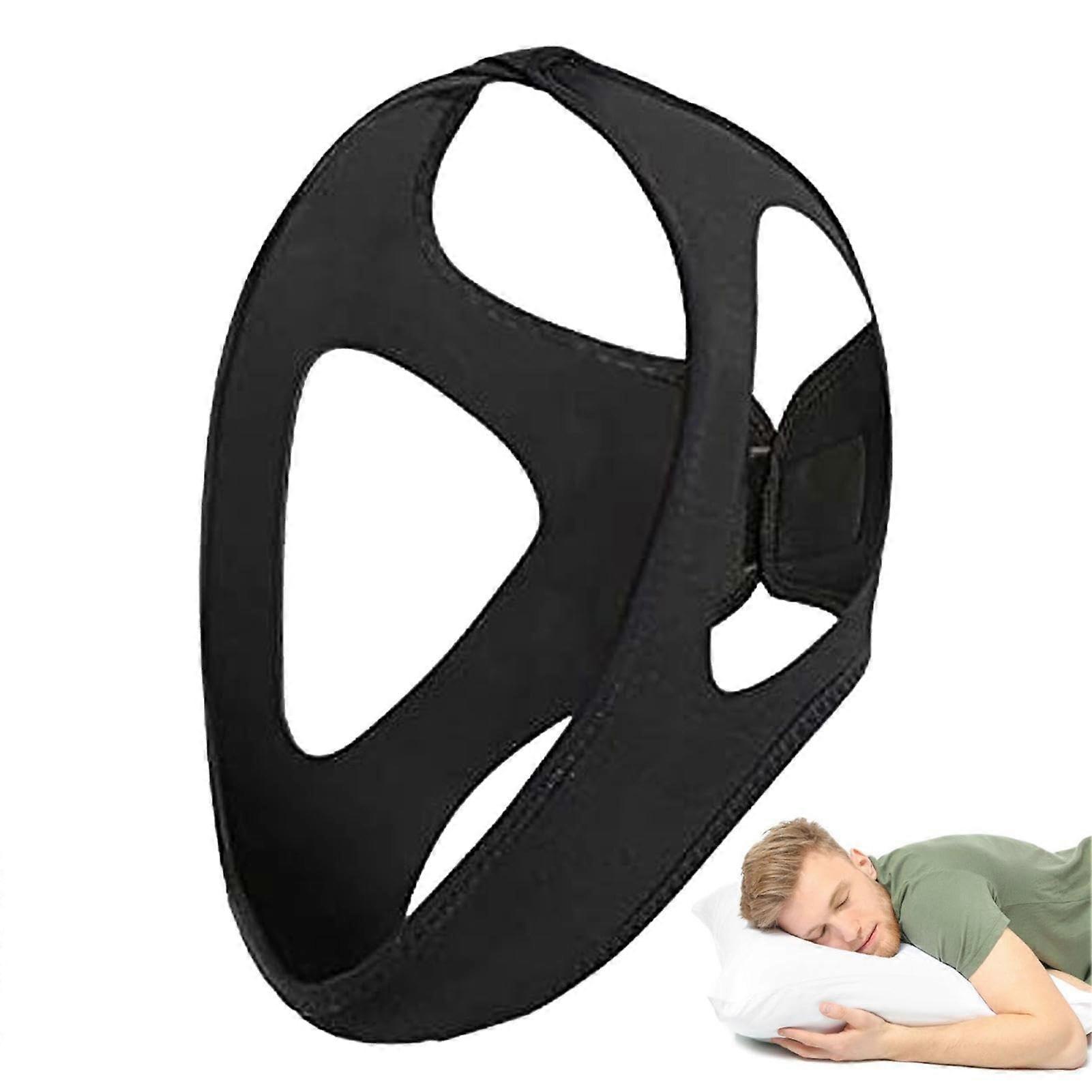 CPAP Chin Strap Breathable Adjustable Anti Snore Device | Chin Reducer | Nose Strip Mouth Band Non-Slip Universal