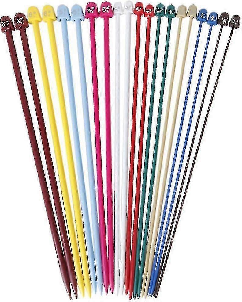 2025 Set Of 20pcs 2.0-6.5mm Plastic Knitting Needles Single Pointed Needles 10 Marked Sizes-multicolor