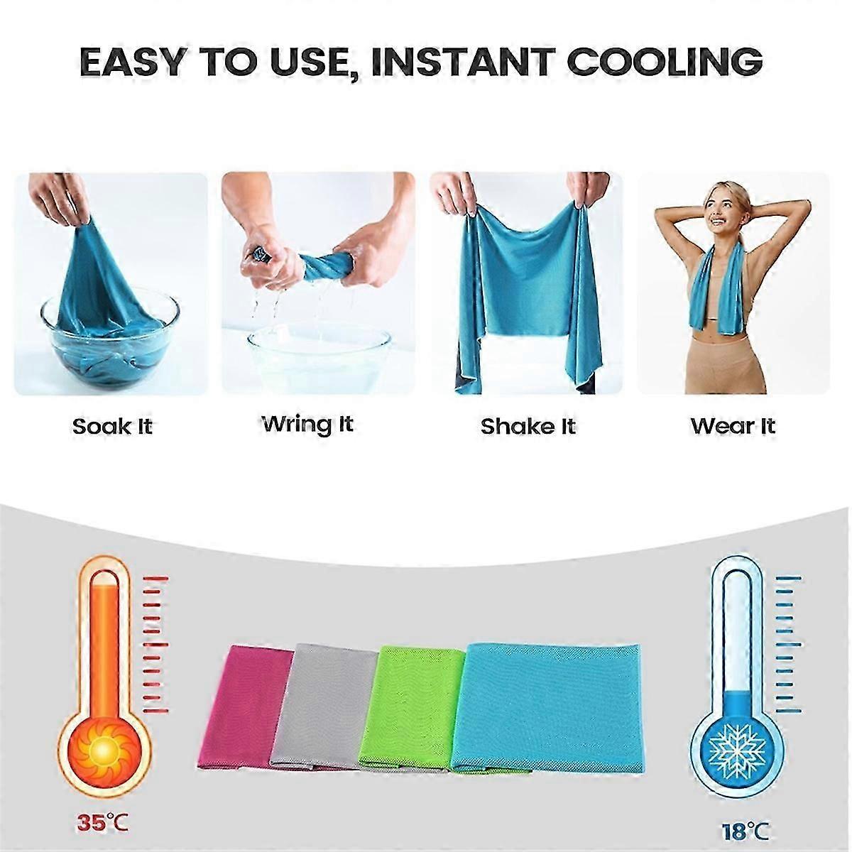 عبوة من 4 مناشف تبريد، مناشف رياضية قابلة للتنفس، مناشف تبريد للرقبة والوجه لممارسة اليوجا في صالة الألعاب الرياضية والتخييم