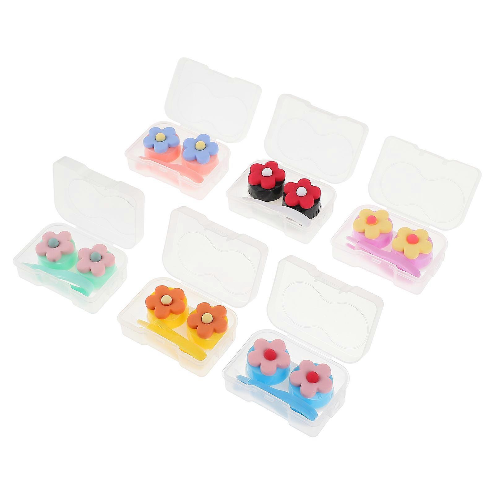 Vision Case Contacts Lens Cases Assorted Color Rectangular Sealed Women with Long Nails 6Pcs