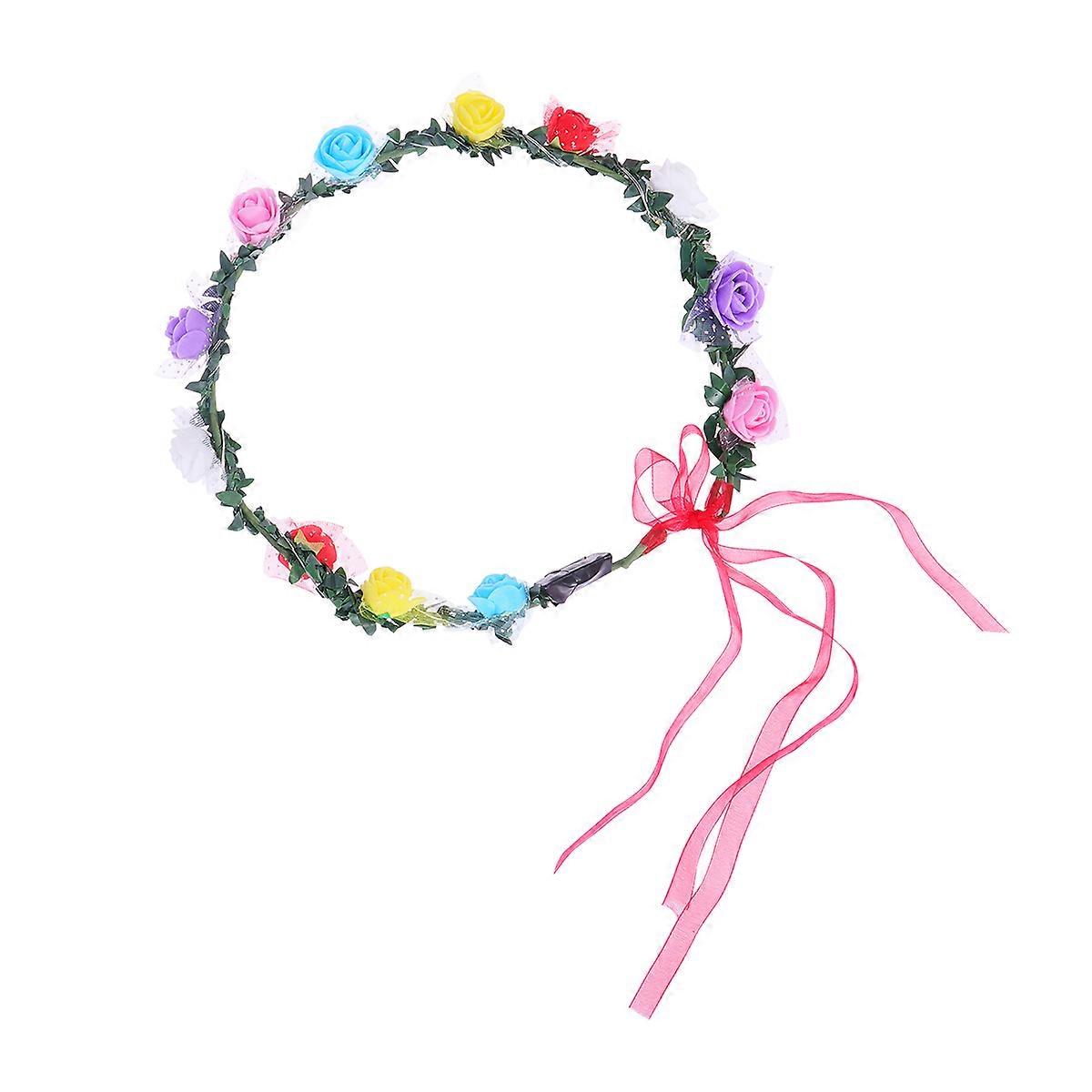 Elegant LED Hair Ring with Artificial Flowers for Decoration Use Lightweight Comfortable EVA 1 Piece