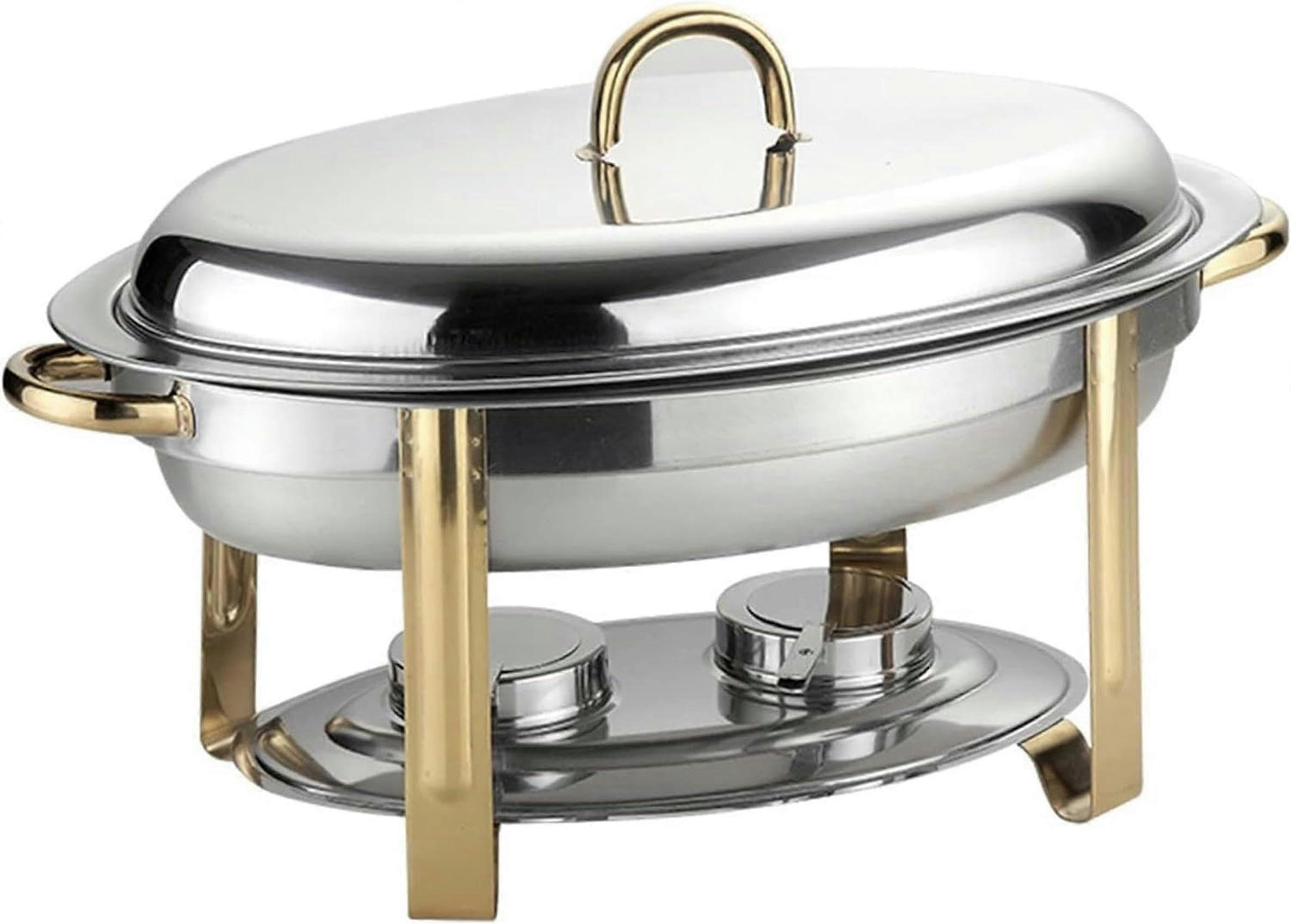 Stainless Steel Chafing Dish Buffet Set 5.5L Large Oval Food Warmer with Lids, Fuel Holders, and Serving Pan for Events