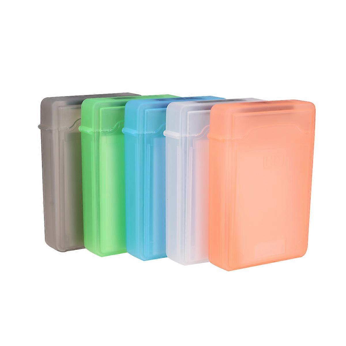 Disk Drive Storage Box Home Use 3.5inch Portable Hard Drive Protection Case Mixed Colors 16*11*3cm Strong Snap Lock Design 5Set