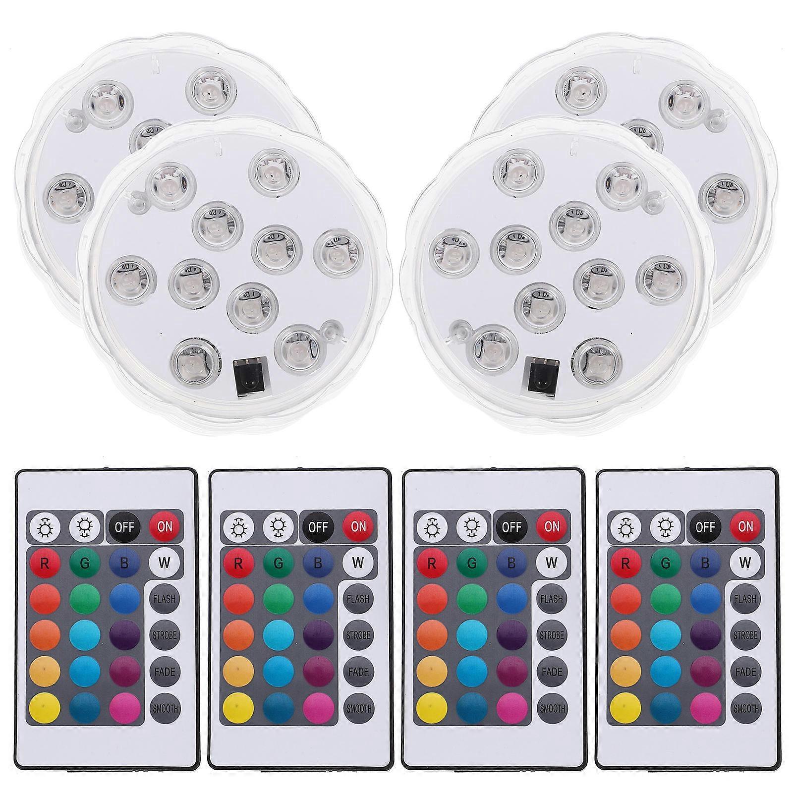 Battery-Operated Submersible Led Light Adjustable Luminance For Decoration 4Pcs