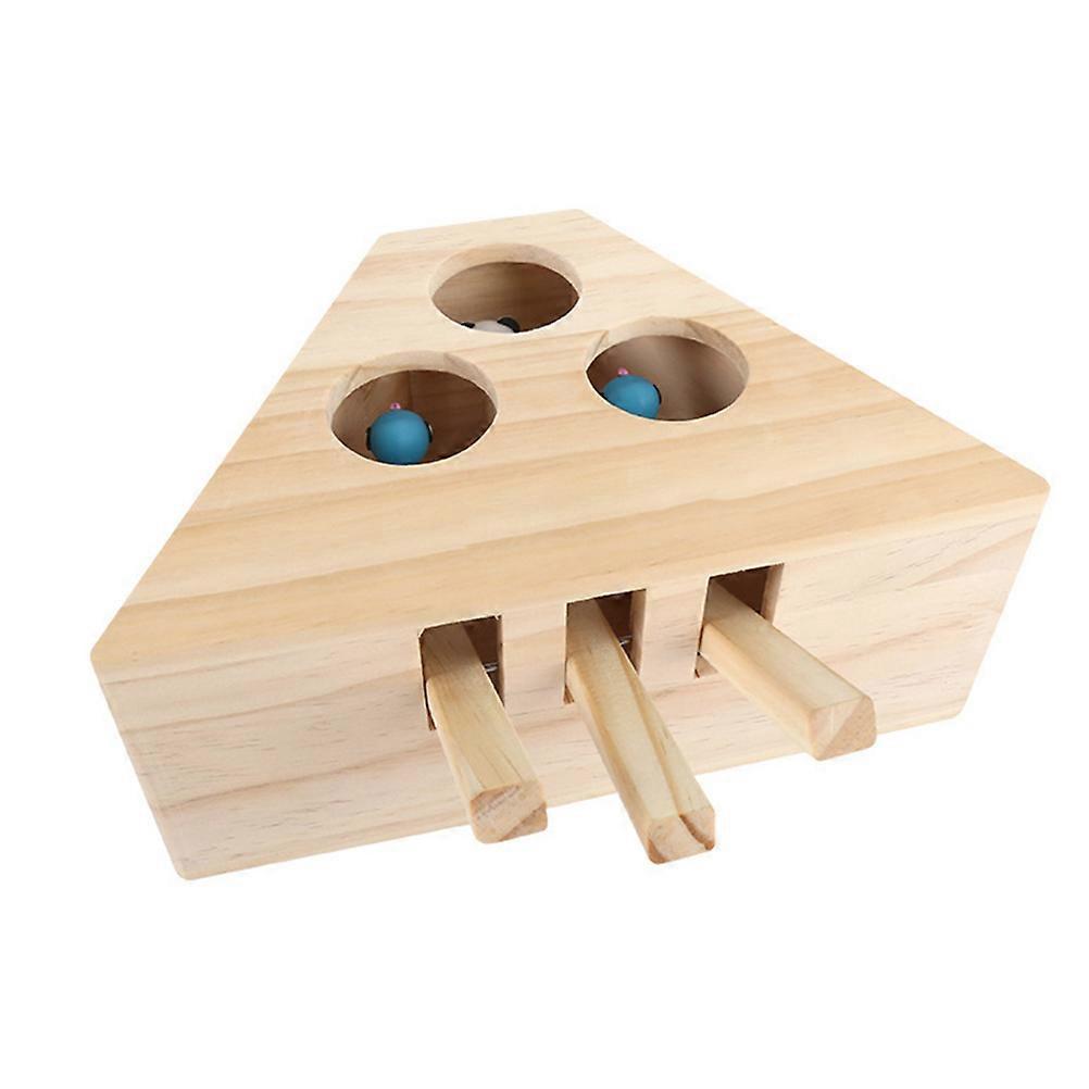 Educational Cat Toy Wooden Interactive Toy Pet Three Holes Cat Catch Hitting Toys