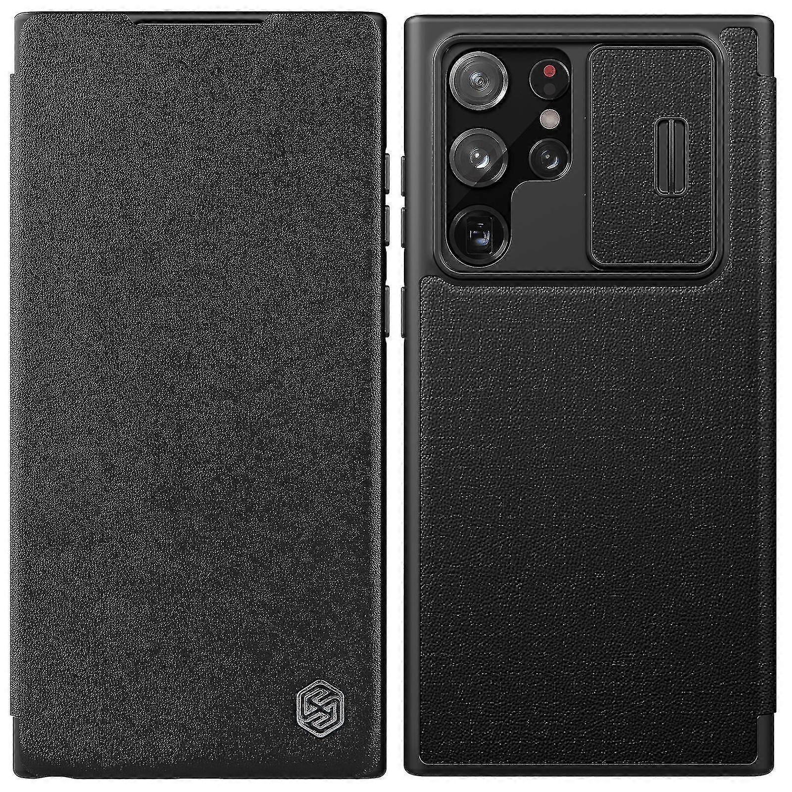 2025 Nillkin Qin Pro Series For Samsung Galaxy S22 Ultra 5g Pu Leather Flip Case With Card Holder And Slide Camera Cover