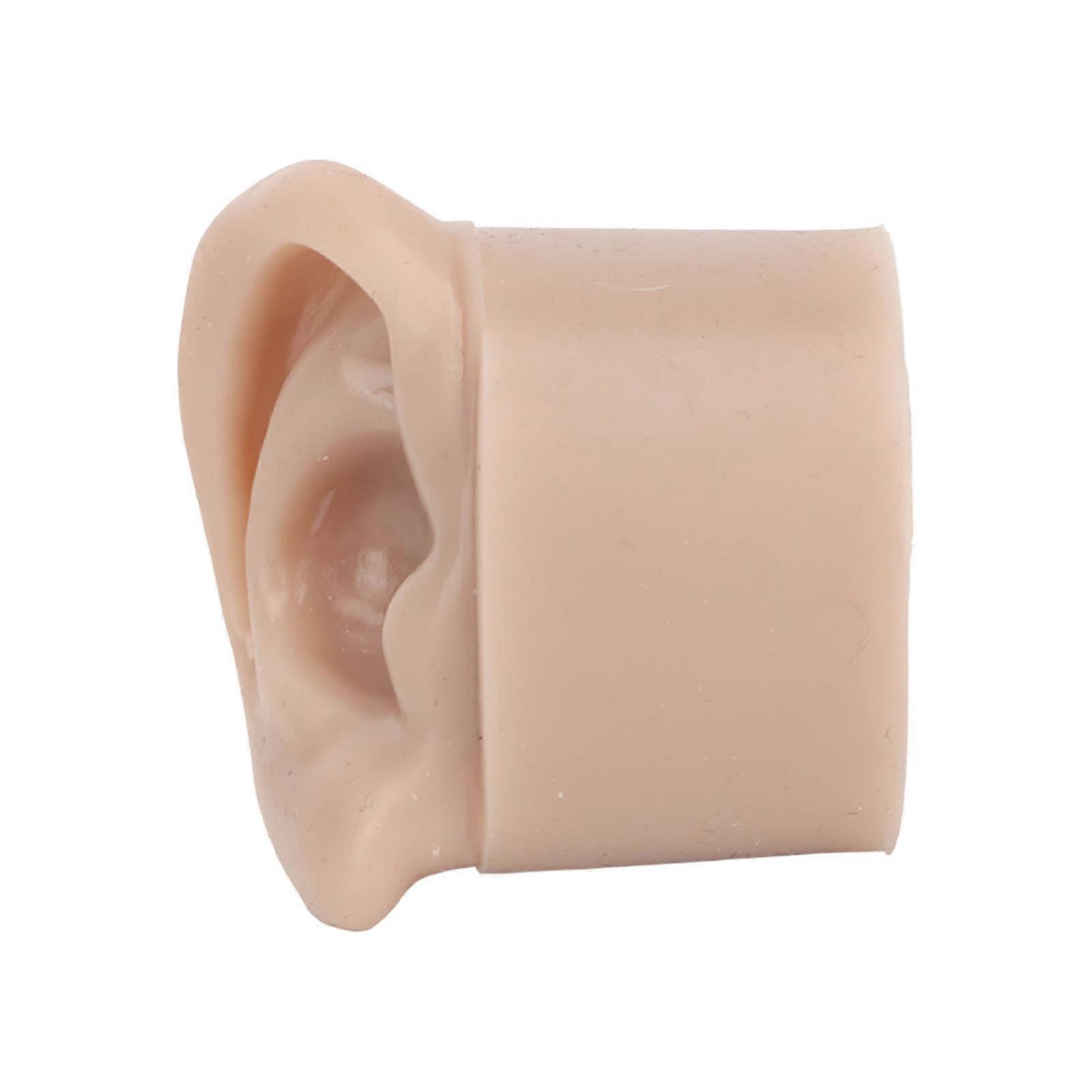Silicone Piercing Practice Model Simulation Soft Flexible Ears Model for Display Teaching Dark Skin Color Right