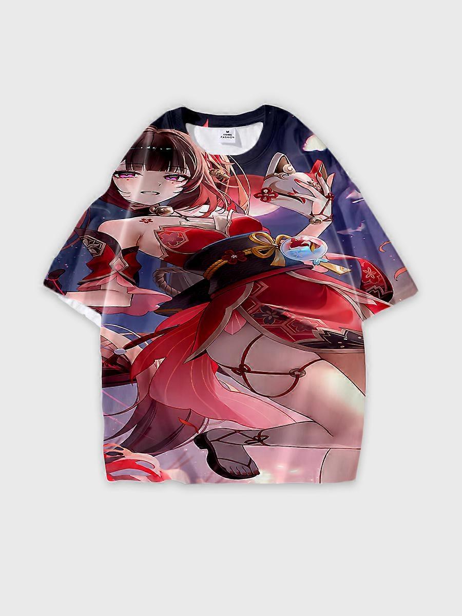 T-shirt round neck Role Pattern loose short sleeve F21