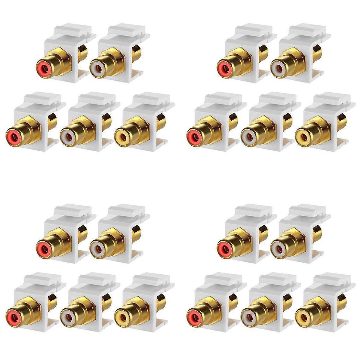 20-Pack Jack Insert Connector Socket Female Snap In Adapter Port Gold Plated Inline Coupler for Wall