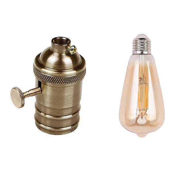 1 pc E26/e27 Brass Lamp Holder and 1 pc Dimmable E27 4w Filament Bulb ST64 COB