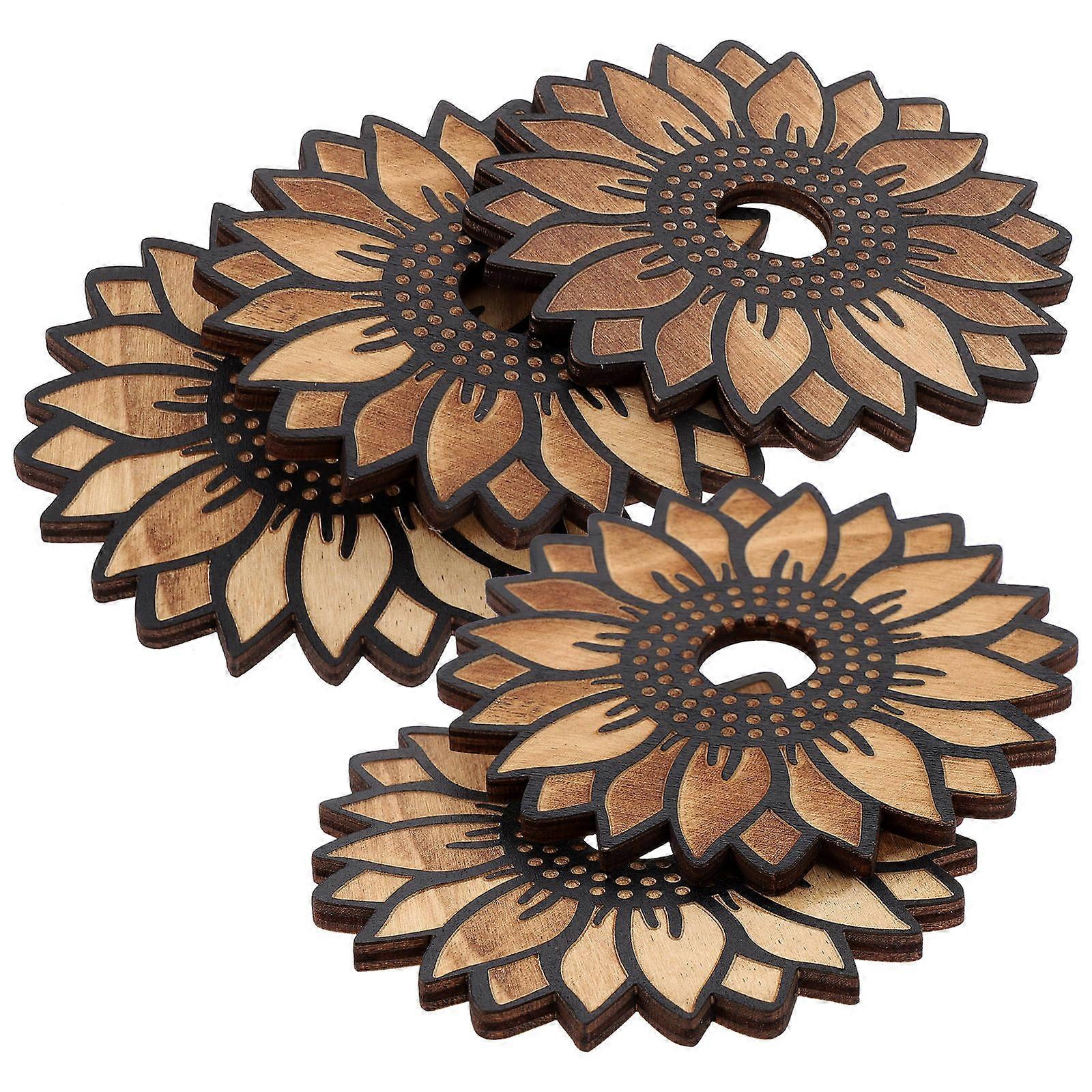 5pcs Crystal Sphere Display Stands with Wooden Base Sunflower Design Stable Decorative Holders for Home Office Desks