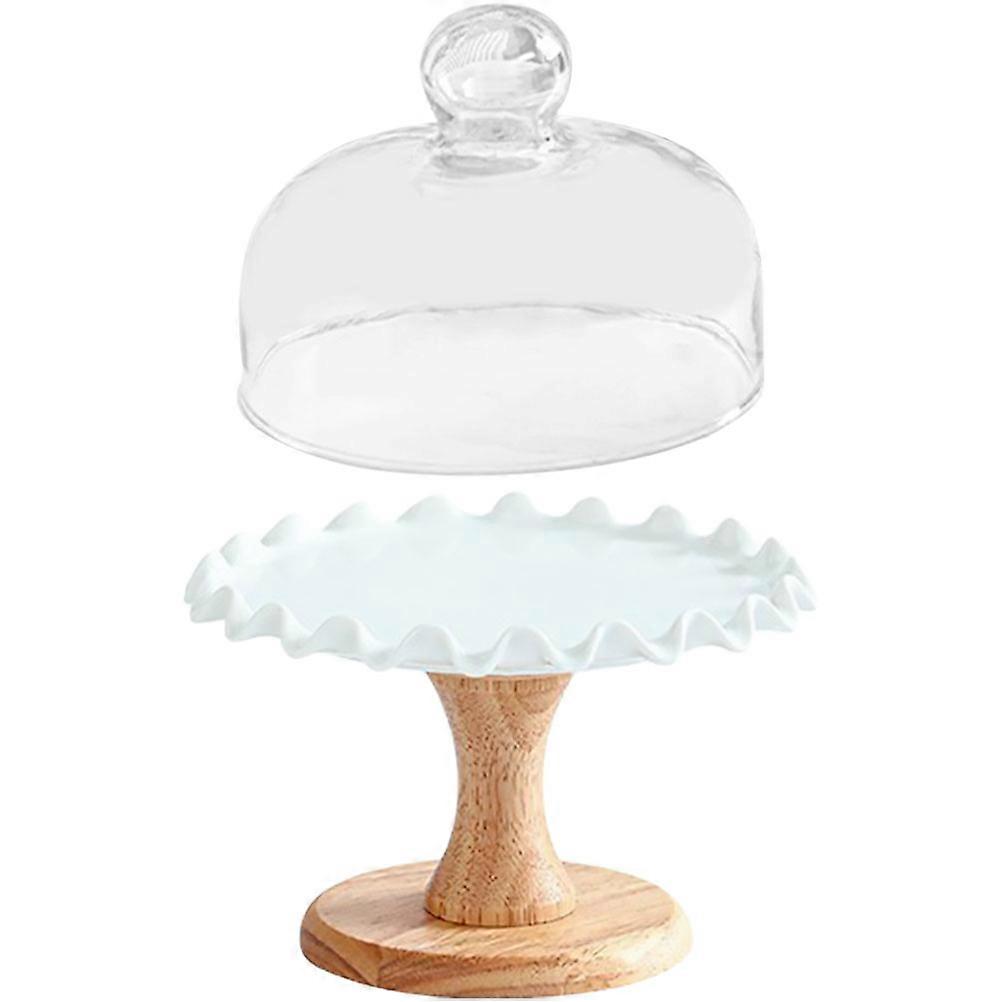White Cake Tray Cake Stand for Party Snack Serving with Lid