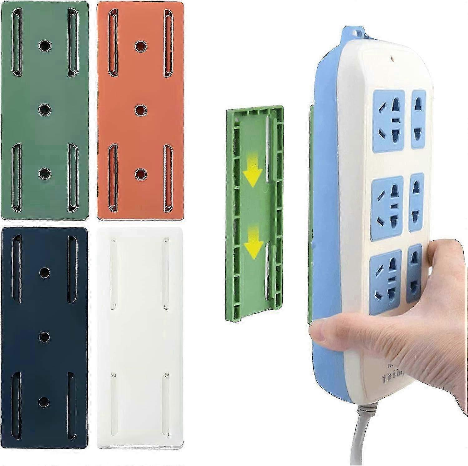 4pcs Self-Adhesive Power Strip Holder - Wall-Mounted Organizer for Home & Kitchen Cable Management Solution