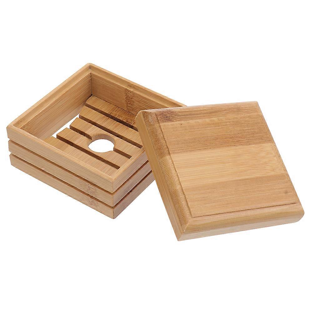 Bamboo Soap Dish with Lid 1 Set Bamboo Soap Case Holder Bathroom Shower Tray