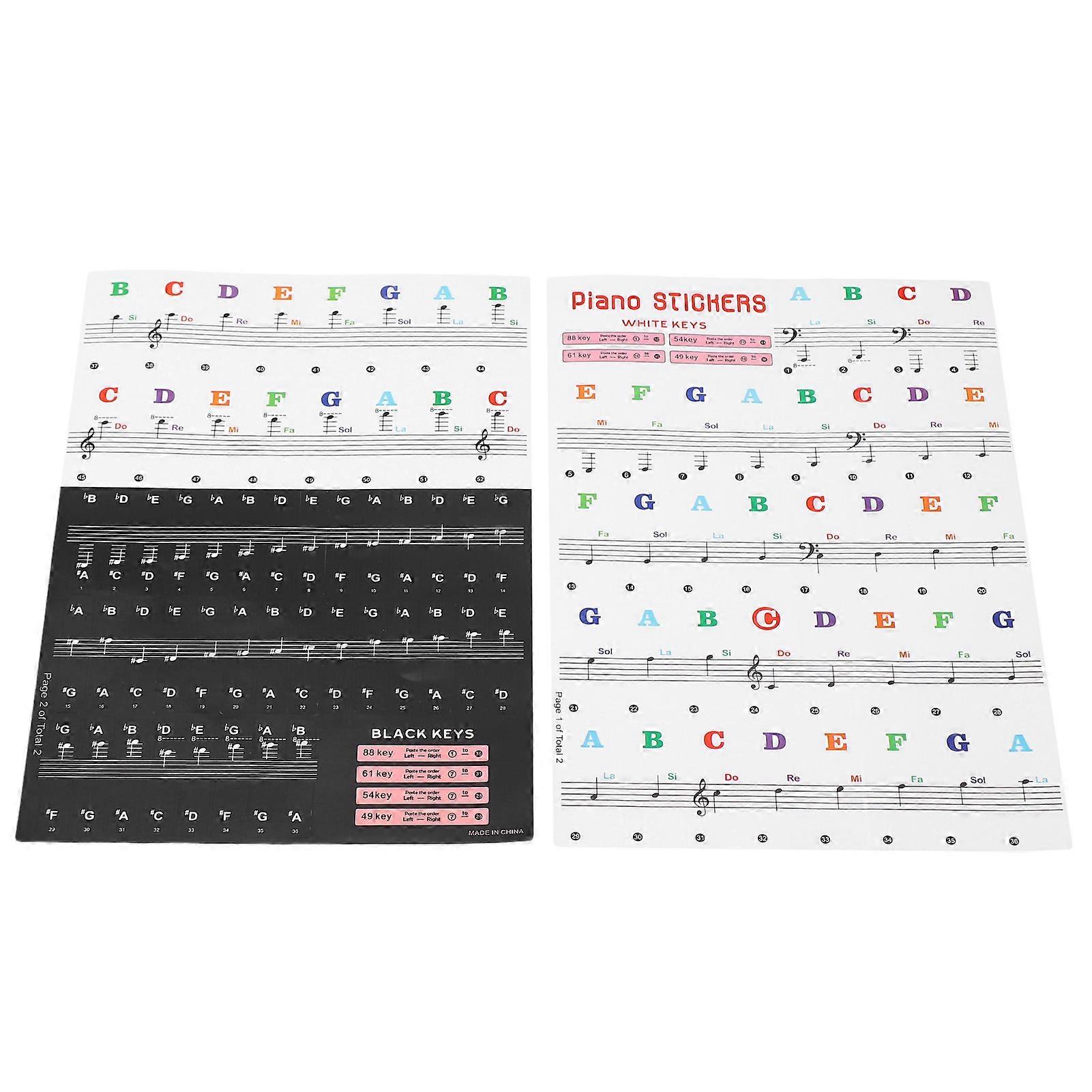 Piano Keyboard Stickers for 88/61/54/49 Key Self Adhesive Removable Piano Keyboard Letters for Beginners and Kids Learning
