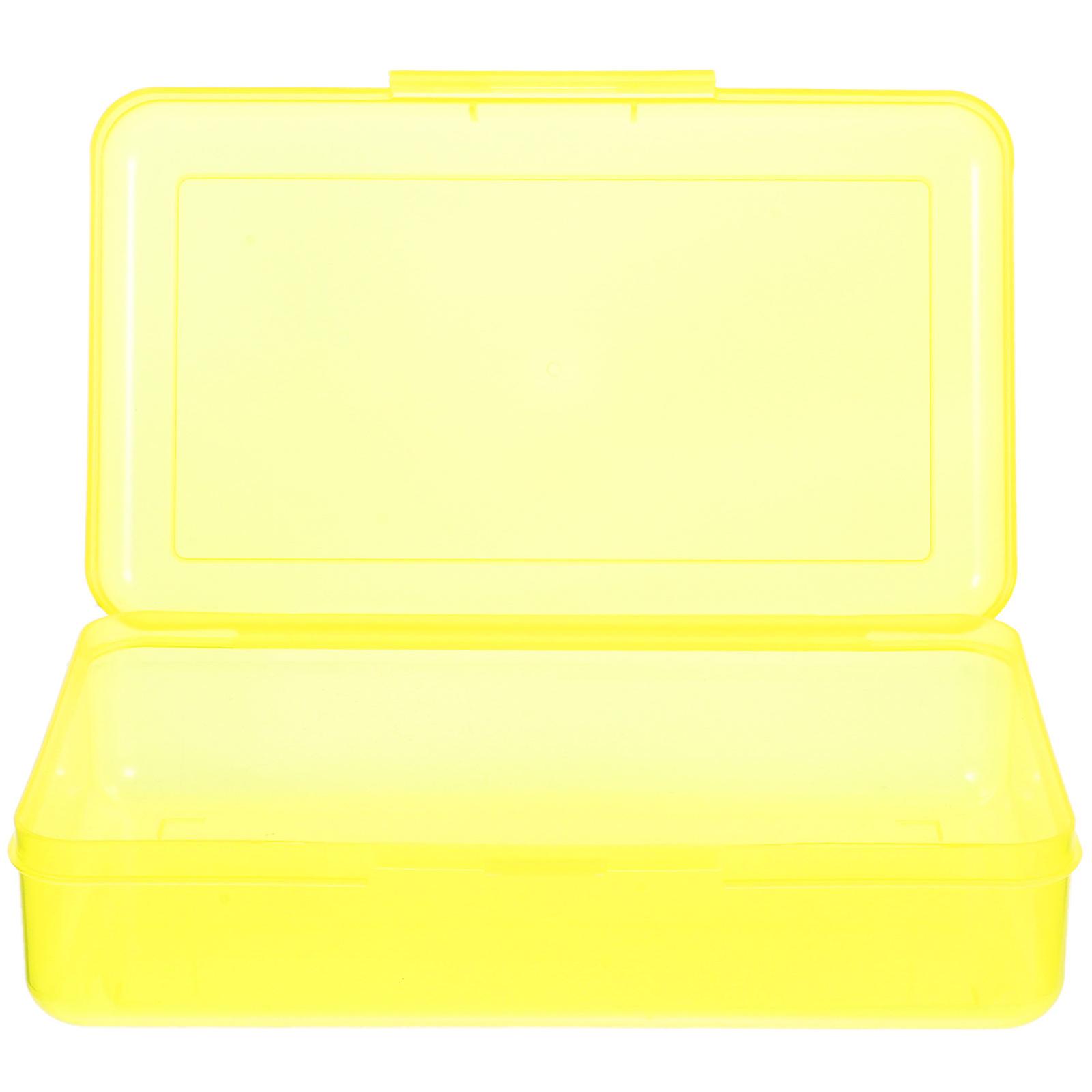 Yellow Plastic Pencil Case with Large Capacity for Storage Use Strong and Durable 7.87 x 3.94 x 1.97 Inches