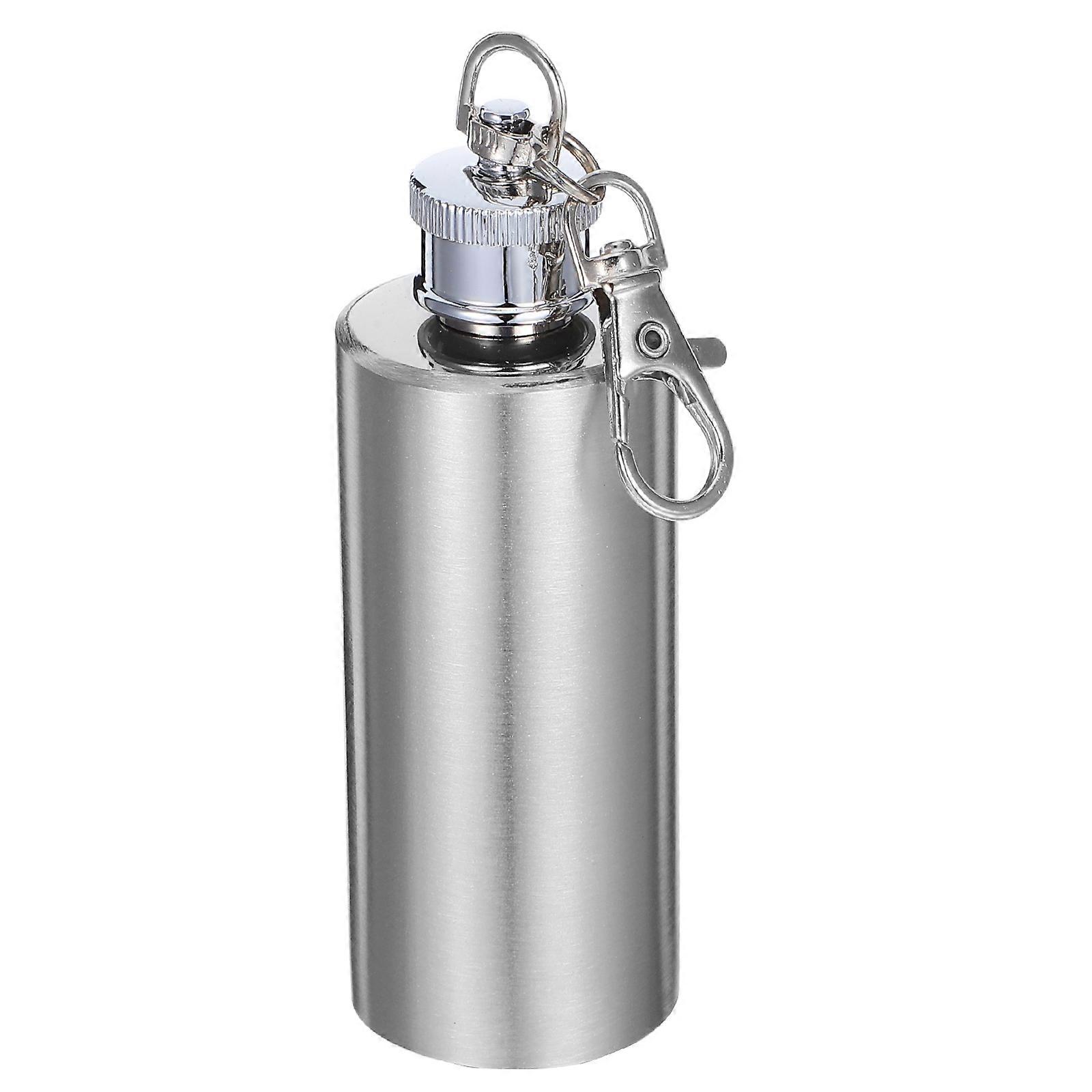 Stainless Steel Mini Keychain Flask Compact Cylindrical Design Travel Friendly Drinking for Whiskey, , and Spirits Outdoor Use