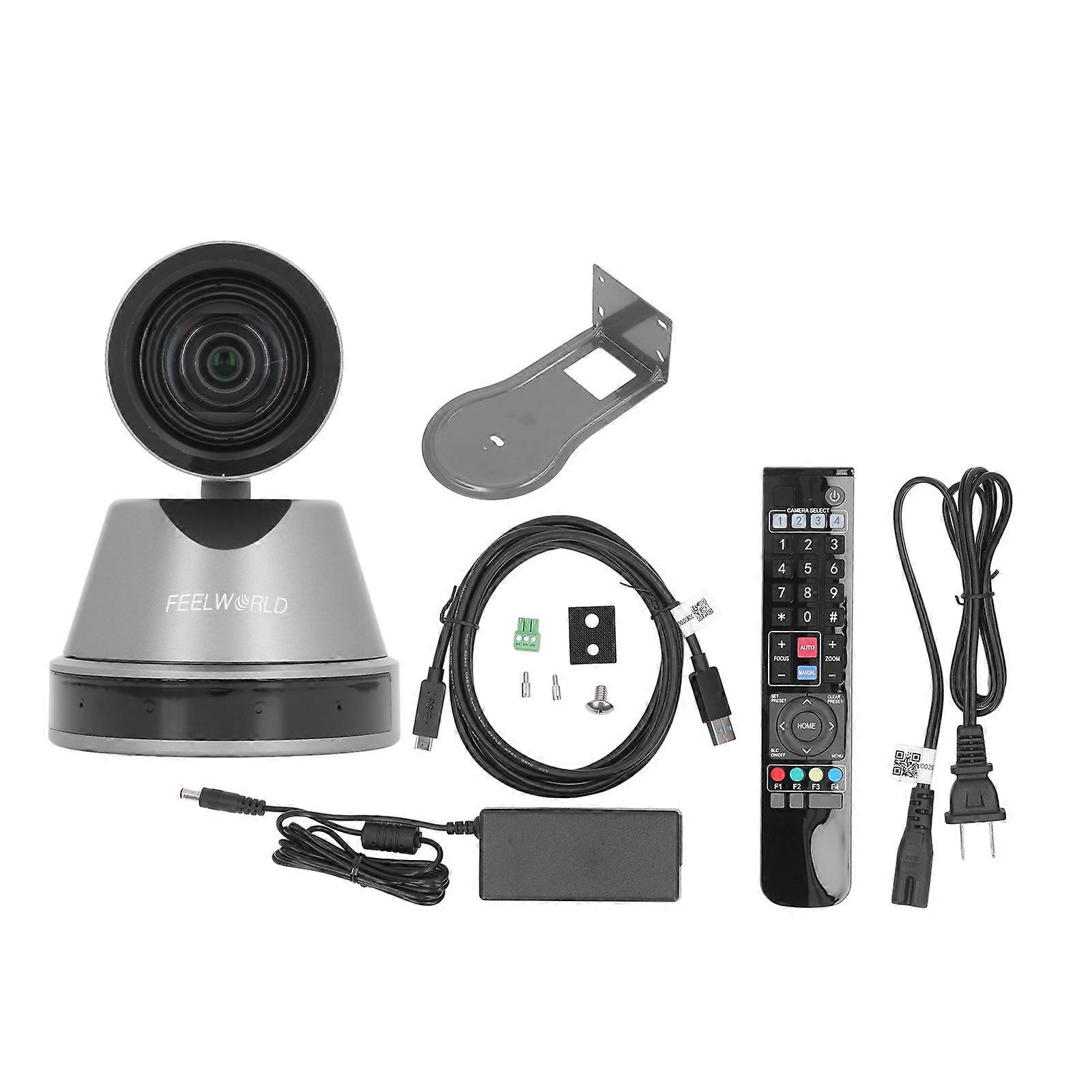 4K PTZ Camera Ultra HD AI Auto Tracking PoE 12X Optical Zoom Pan Tilt Camera with Remote Control for Live Streaming Video Conference Teaching US Plug