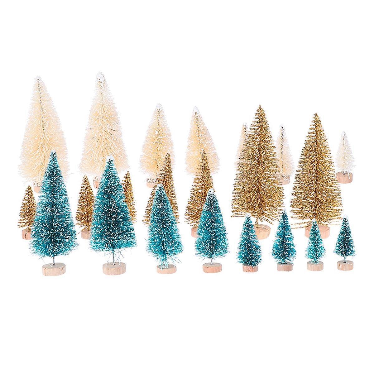 24PCS Mini Christmas Tree Ornaments, Compact DIY Adornments, Multi Color, for Home, Store, Bar & Party Tabletop Decorations