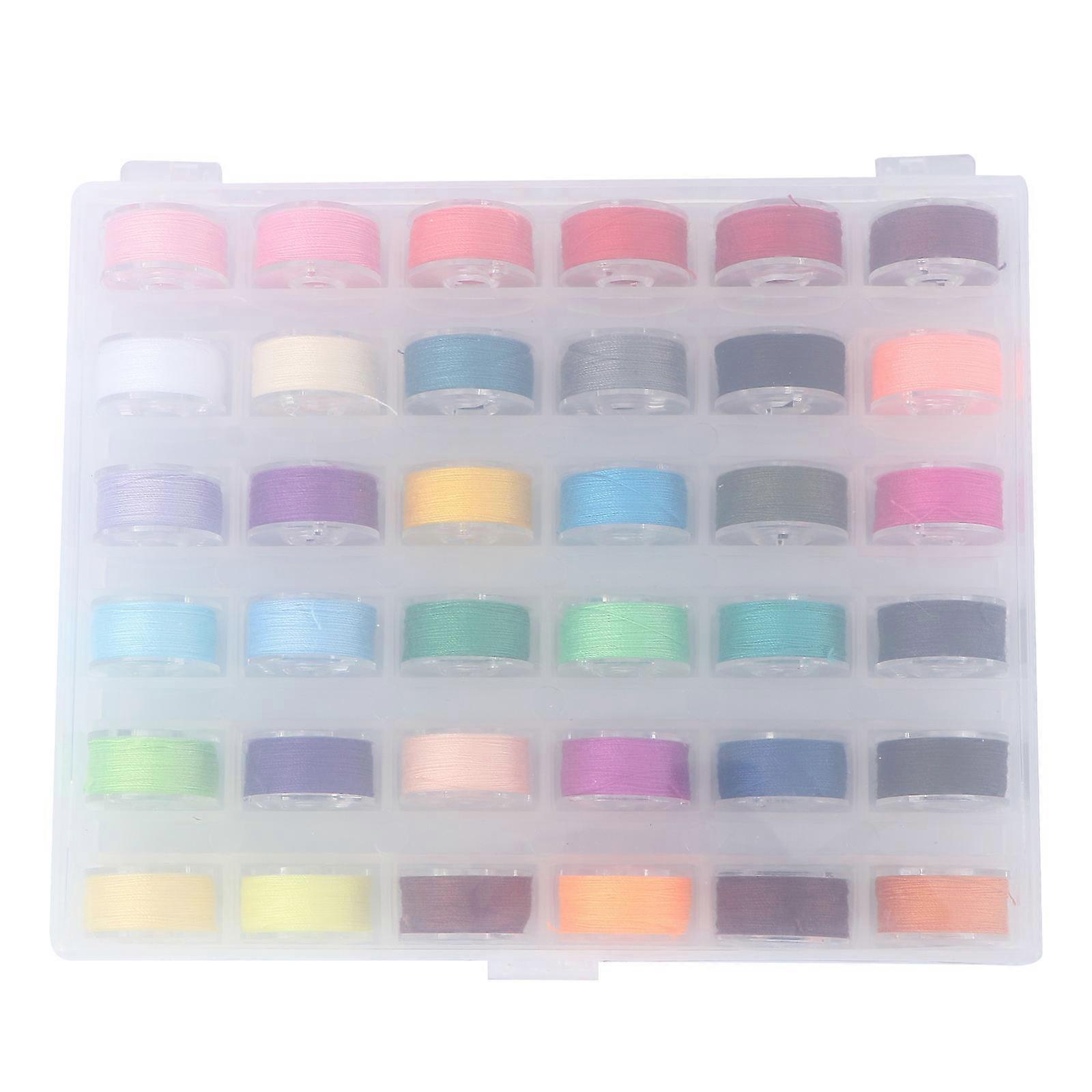 Sewing Bobbin Case Organizer Assorted Colors Sewing Thread Translucent Square Shape 36Pcs for Sewing Machine Accessories