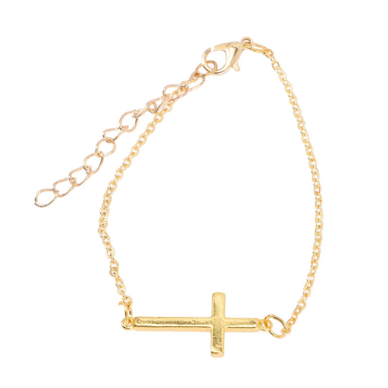 Golden Cross Bracelet for Women Alloy Material Safe Comfortable Fashionable Appearance Not Easy to Fade