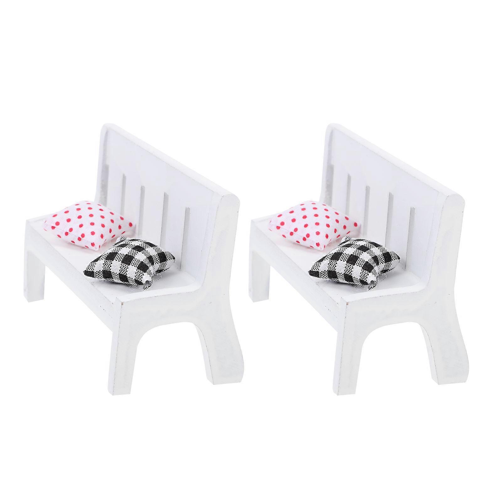 2 Sets Mini Bench Models Realistic Furniture Decor for Compact Mini Scenes Smooth Surface Mini House Ornaments