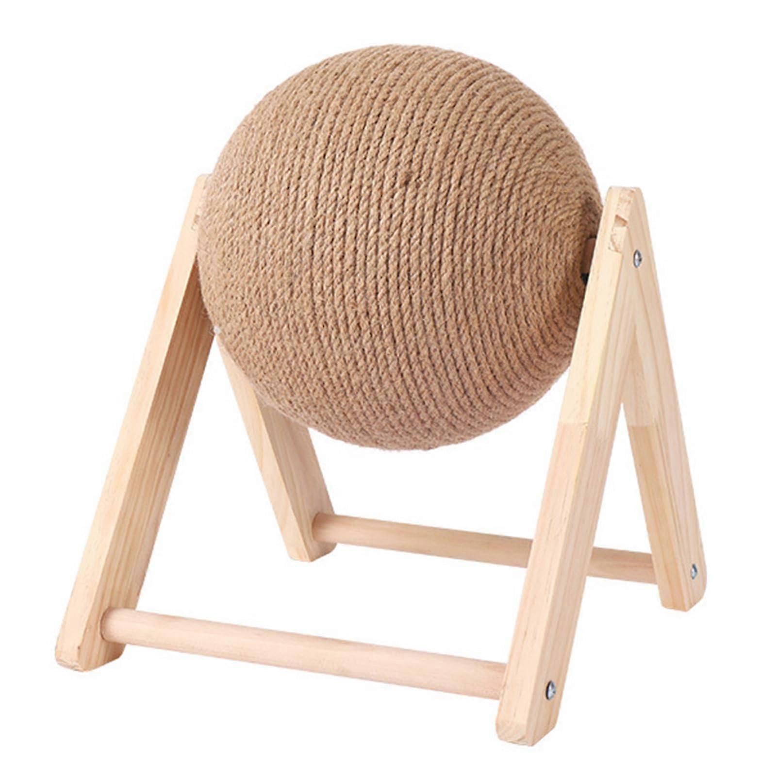 Massivholzkratzer Solid Wood Cat Scratcher Ball On Stand With Sisal Rope V-Shape Size S