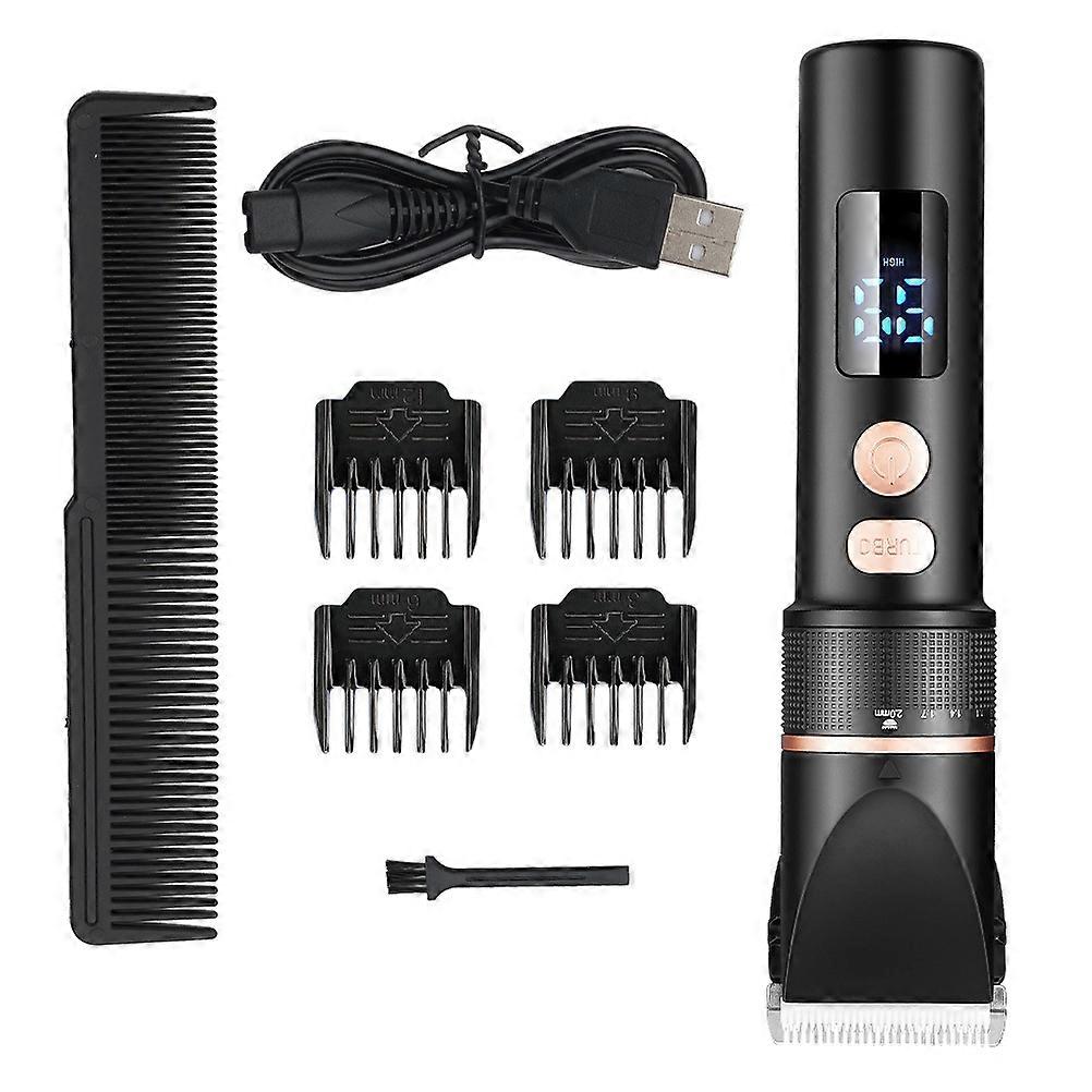 Black Stainless Steel Hair Clippers for Home Use with LCD Display Ergonomic Design 1 Set