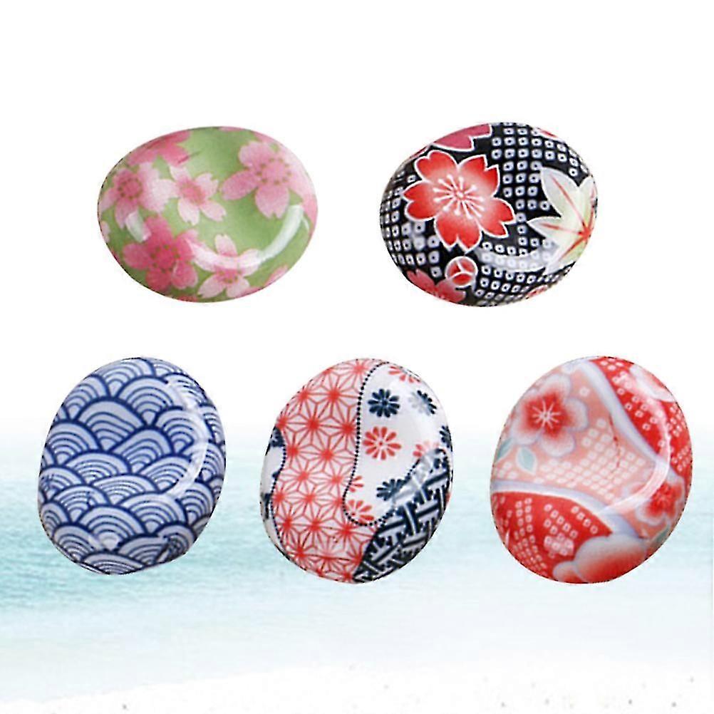 Chopstick Stand Ceramic Japanese Style Home Use 3.1 x 2.6 x 1.1cm Tableware Holder Assorted Color 5Pcs