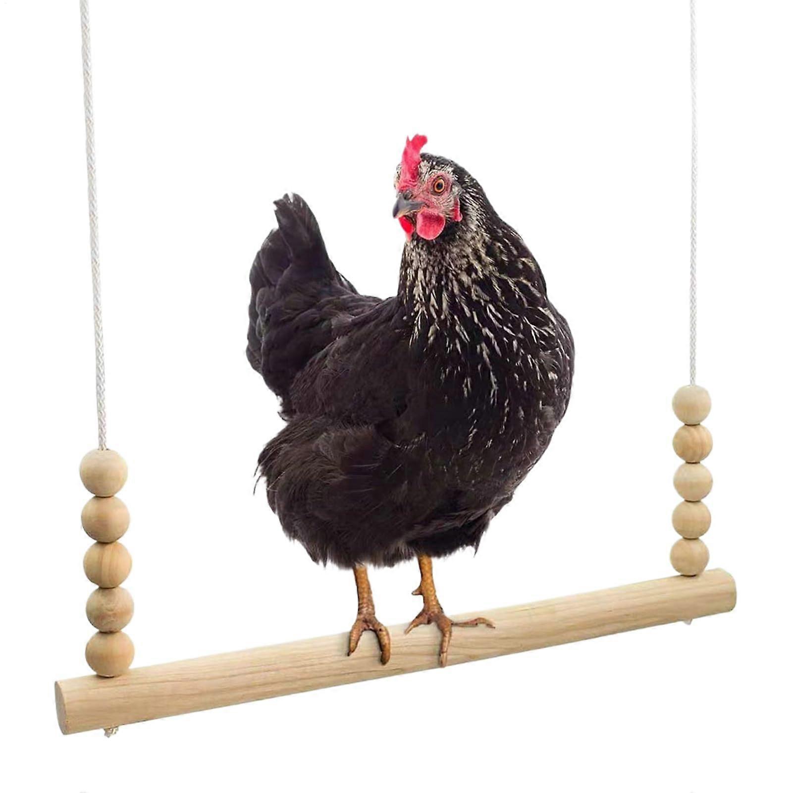 Chicken Swing Wooden Swing Toy 45x37x0.9 cm with Hanging Ropes, Stable Ladder Design for Chickens and Birds