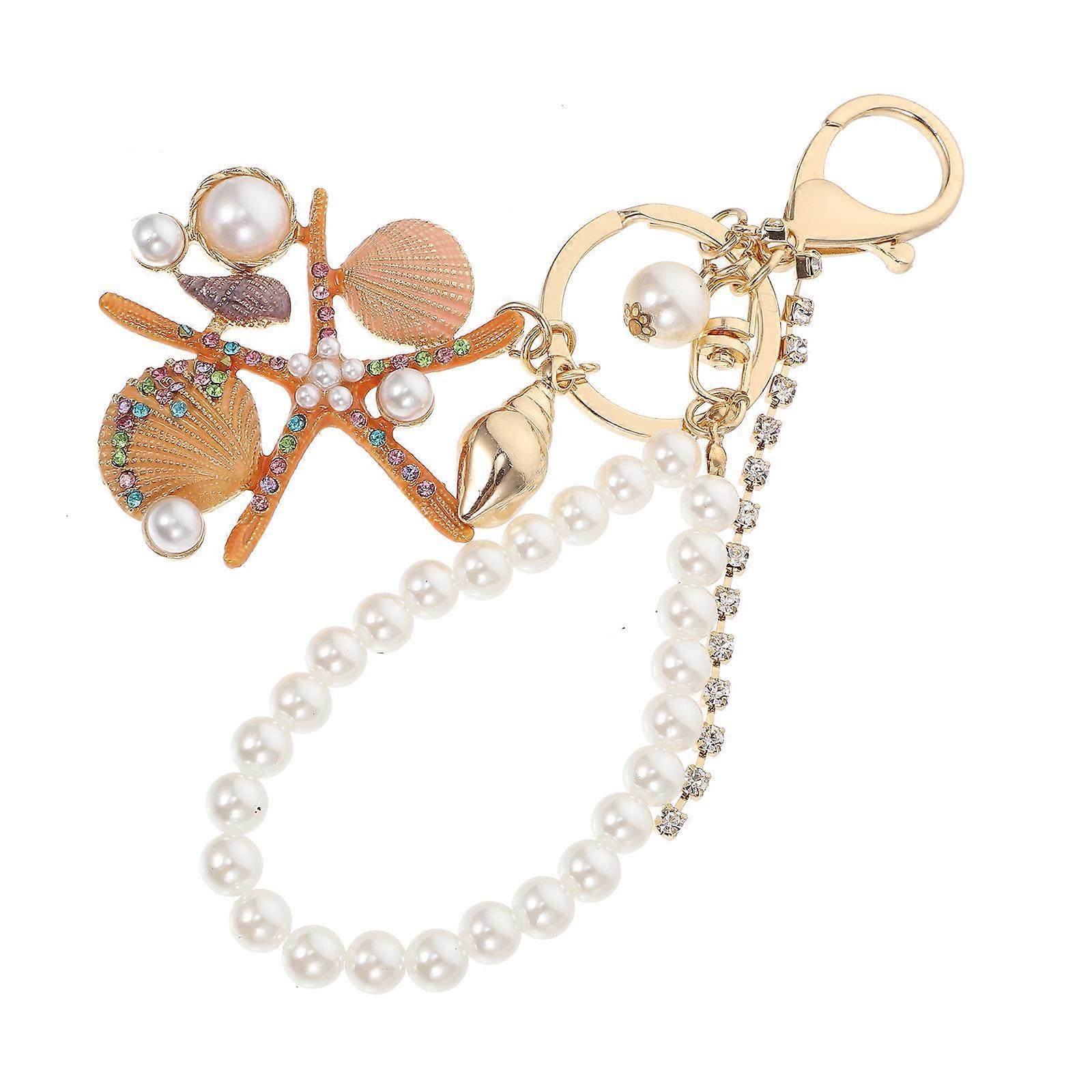 Pendant Keychain Adorable Sea Star Key Daily Use Gifting Keys Orange 16.8X5.3CM 1Set