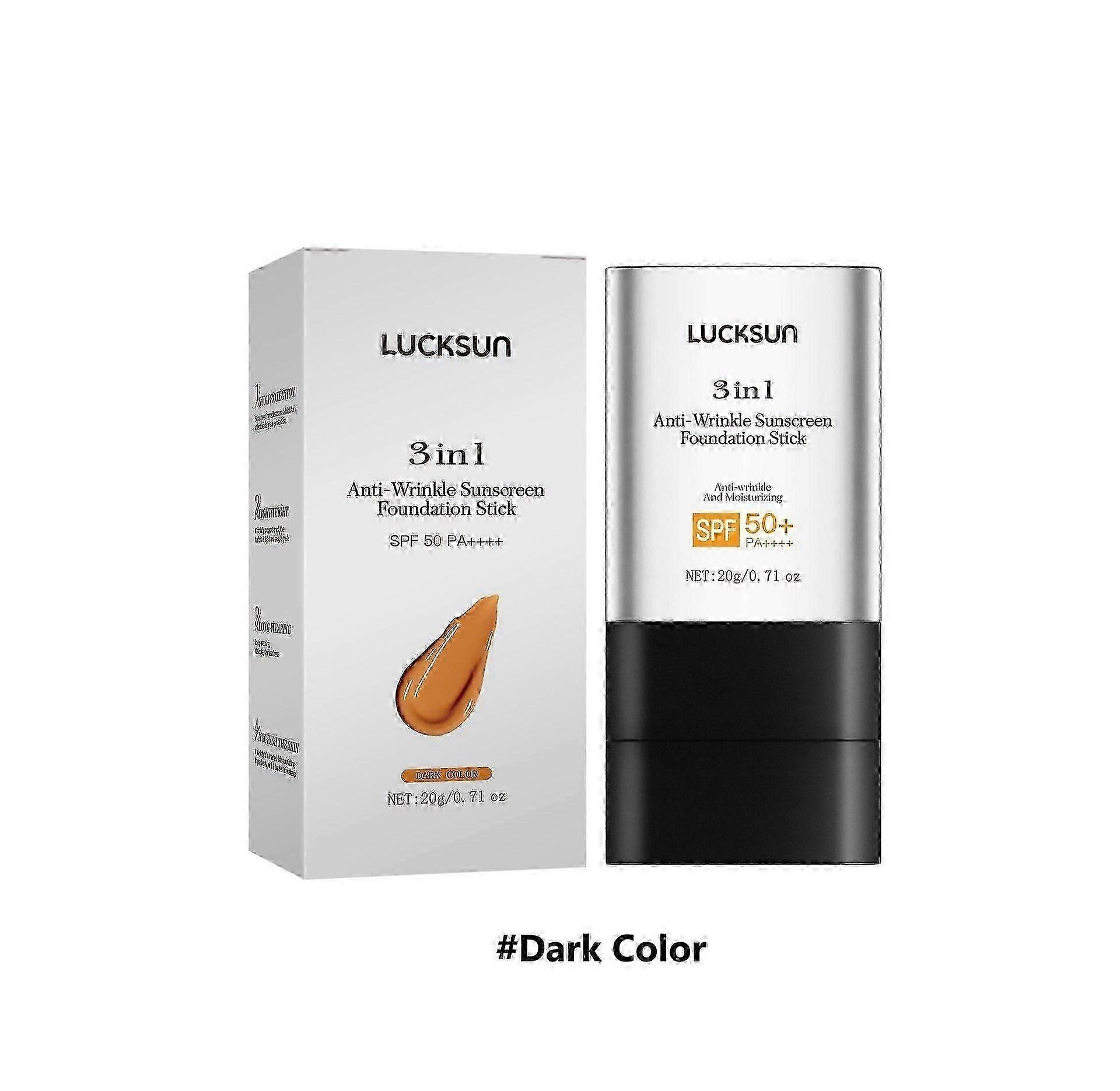 3 In 1 Anti-Wrinkle Foundation Stick with SPF 50+ Hydrating Lightweight Flawless Eraser Foundation Stick with Moisturizing Double Head Make-Up Brush