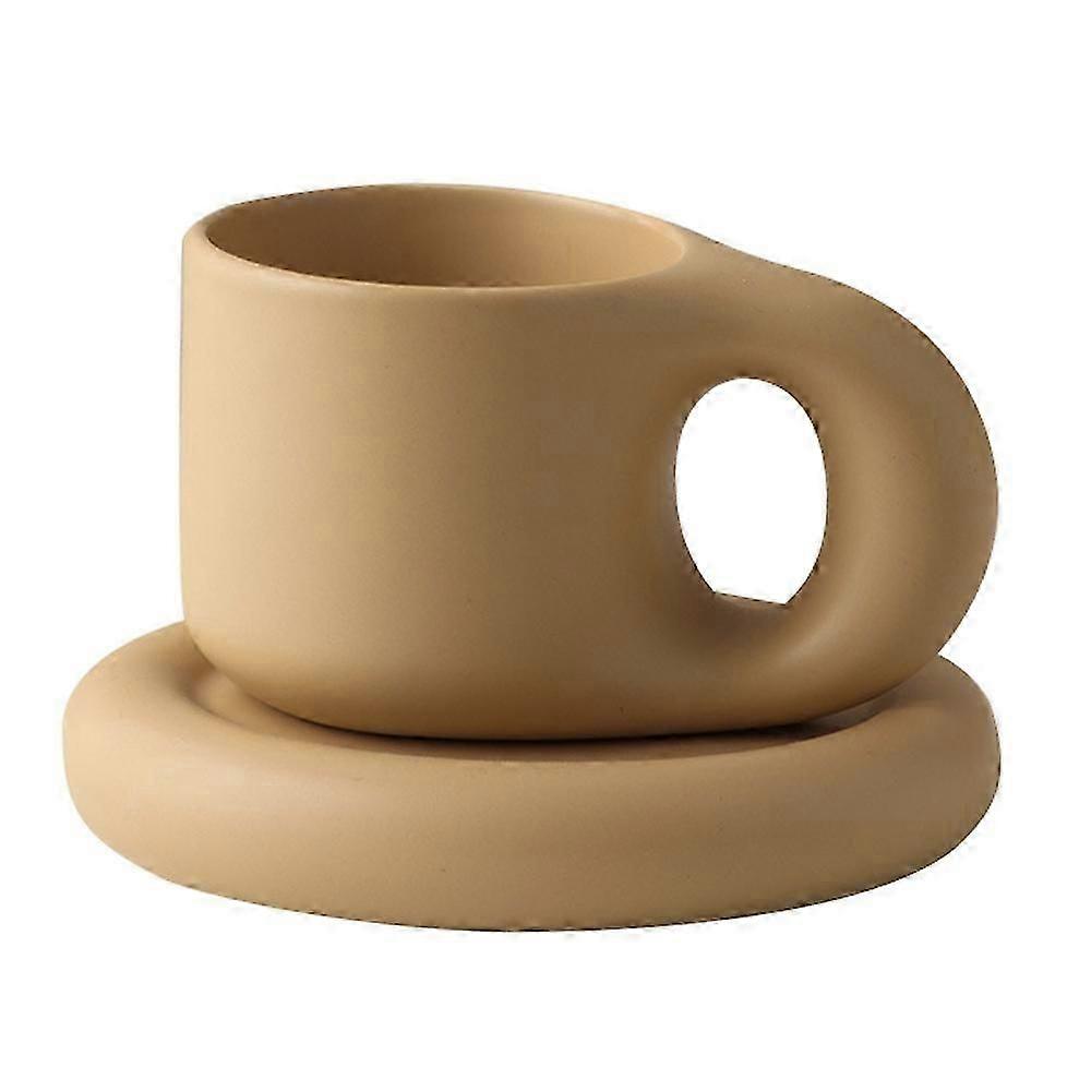 Type E 300ml Creative Ceramic Mug Ceramic Cup with Coaster Saucer for Coffee Tea Latte