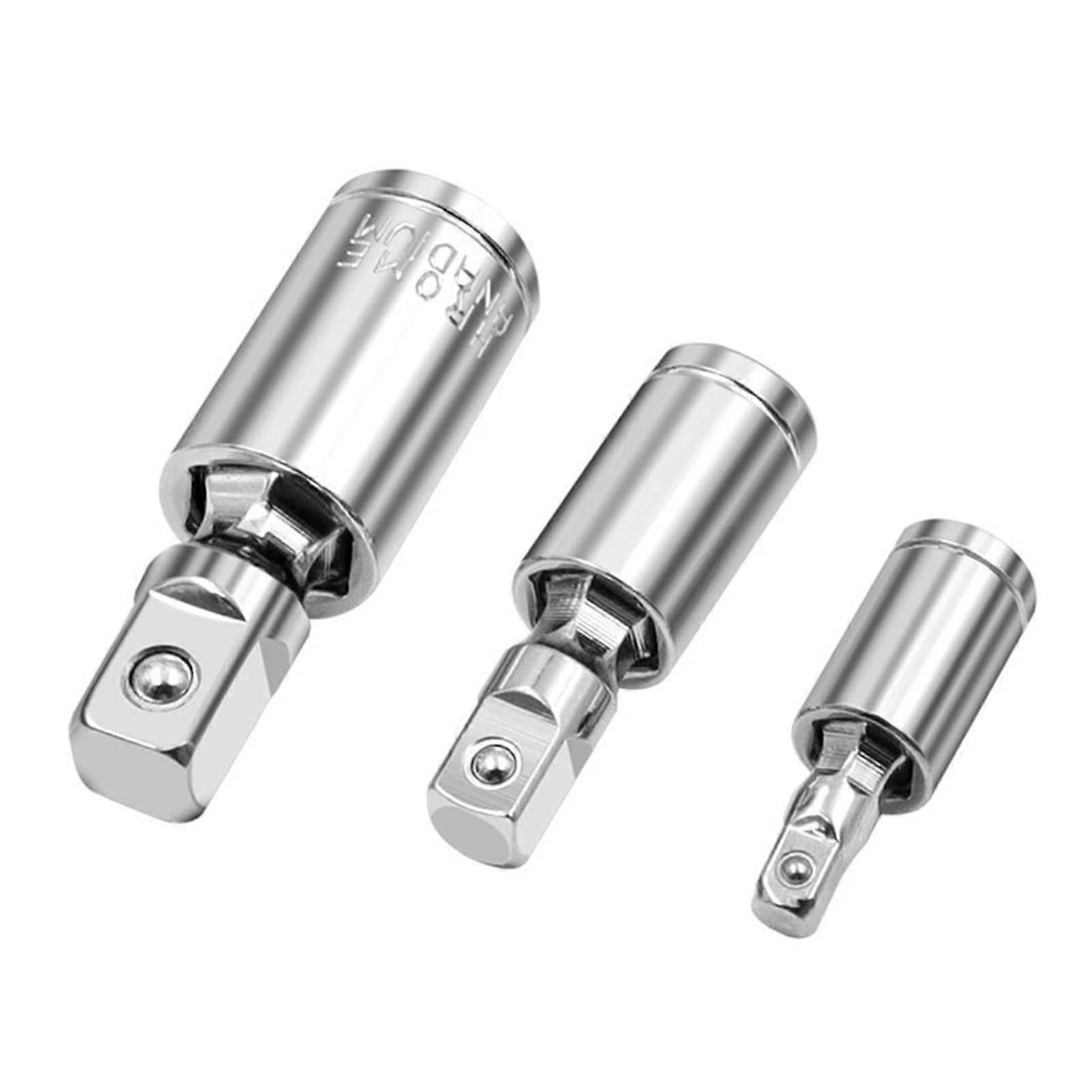 Swivel Impact Sockets Set 3-Piece Universal Joint Adapter For Pneumatic Tools, 1/4 In, 3/8 In, 1/2 In Drive