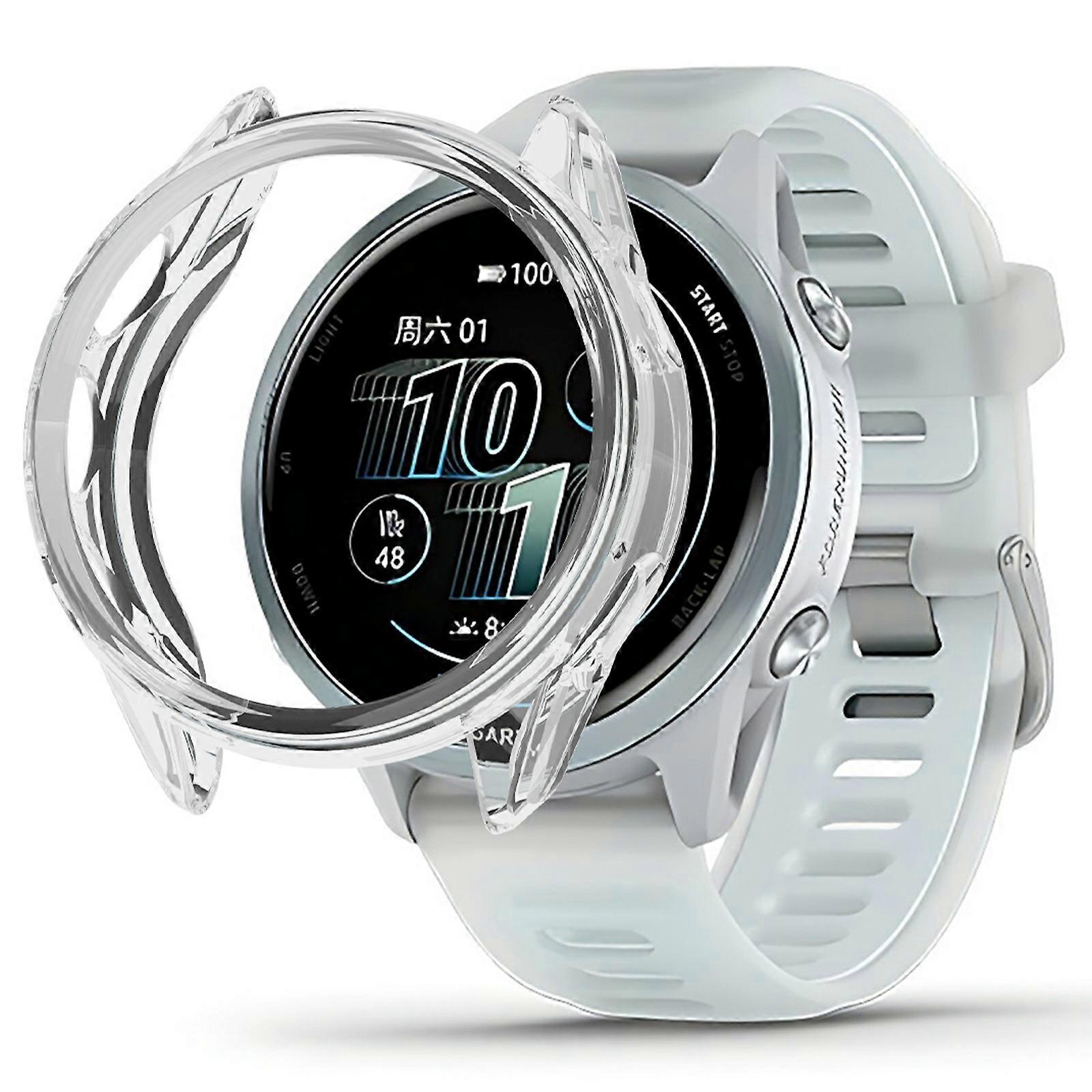 لجراب ساعة واقية من Garmin Forerunner 570 مقاس 42 مم من مادة TPU غطاء مجوف شفاف