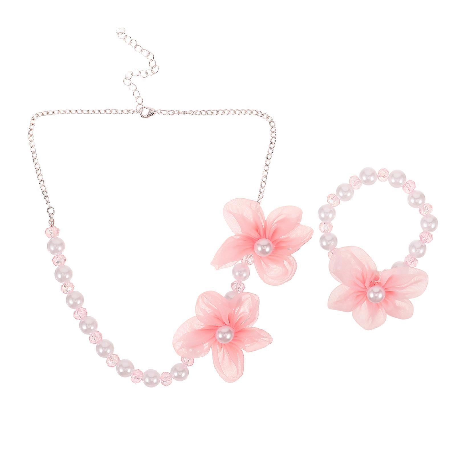 Cute Bracelet Beads Bracelet Set Decorative Jewelry for Children 6.00X6.00X4.00cm Pink Imitation Pearl with Lovely Appearance 1 Set