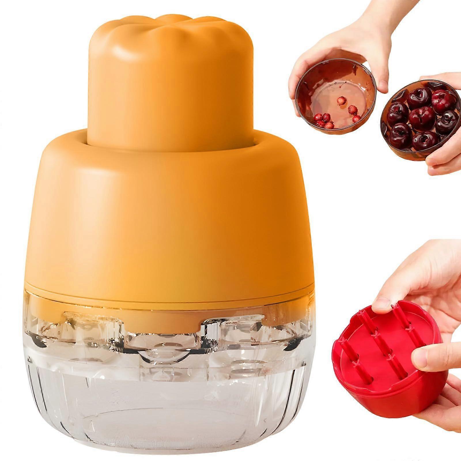 2025 Upgraded 7-Hole Cherry Pitter Portable Multi-Fruit Seed Remover Kitchen Corer for Cherries, Olives & Dates