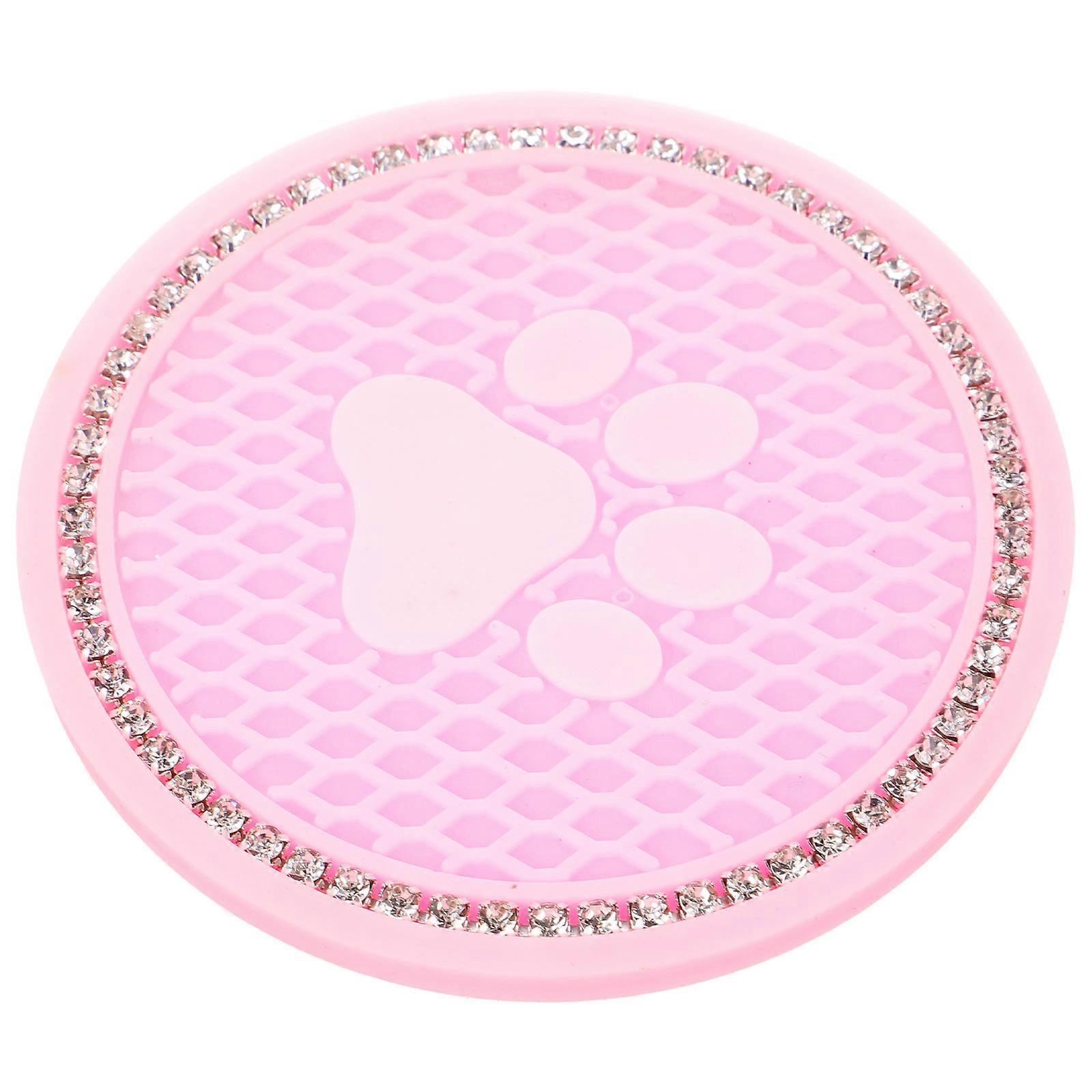 Pink Non-slip Silicone Car Coaster with Honeycomb Design for Drinks and Coffee 7.8x7.8 Inches