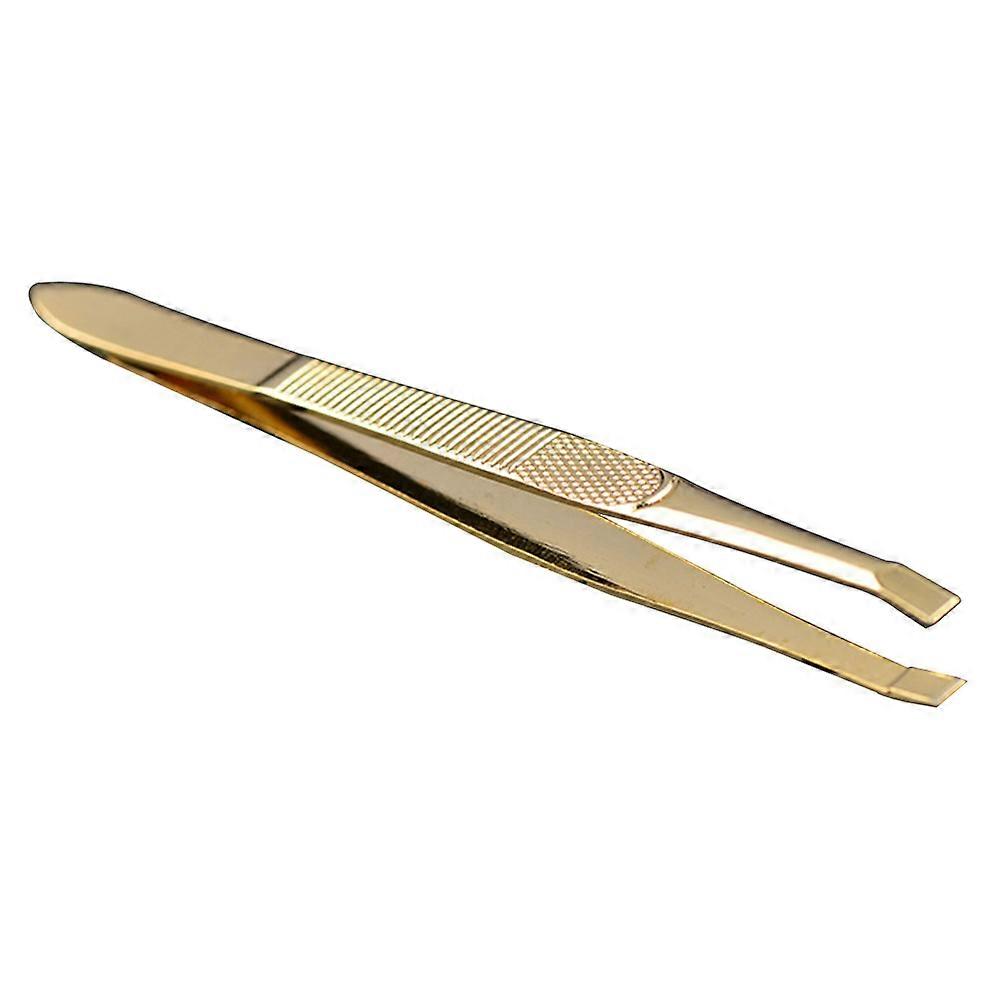 Eyelash Extensions Tweezers Stainless Steel Gold-plated Eyebrow Tool For Professional Use 9X0.8Cm Balanced Design 1Set
