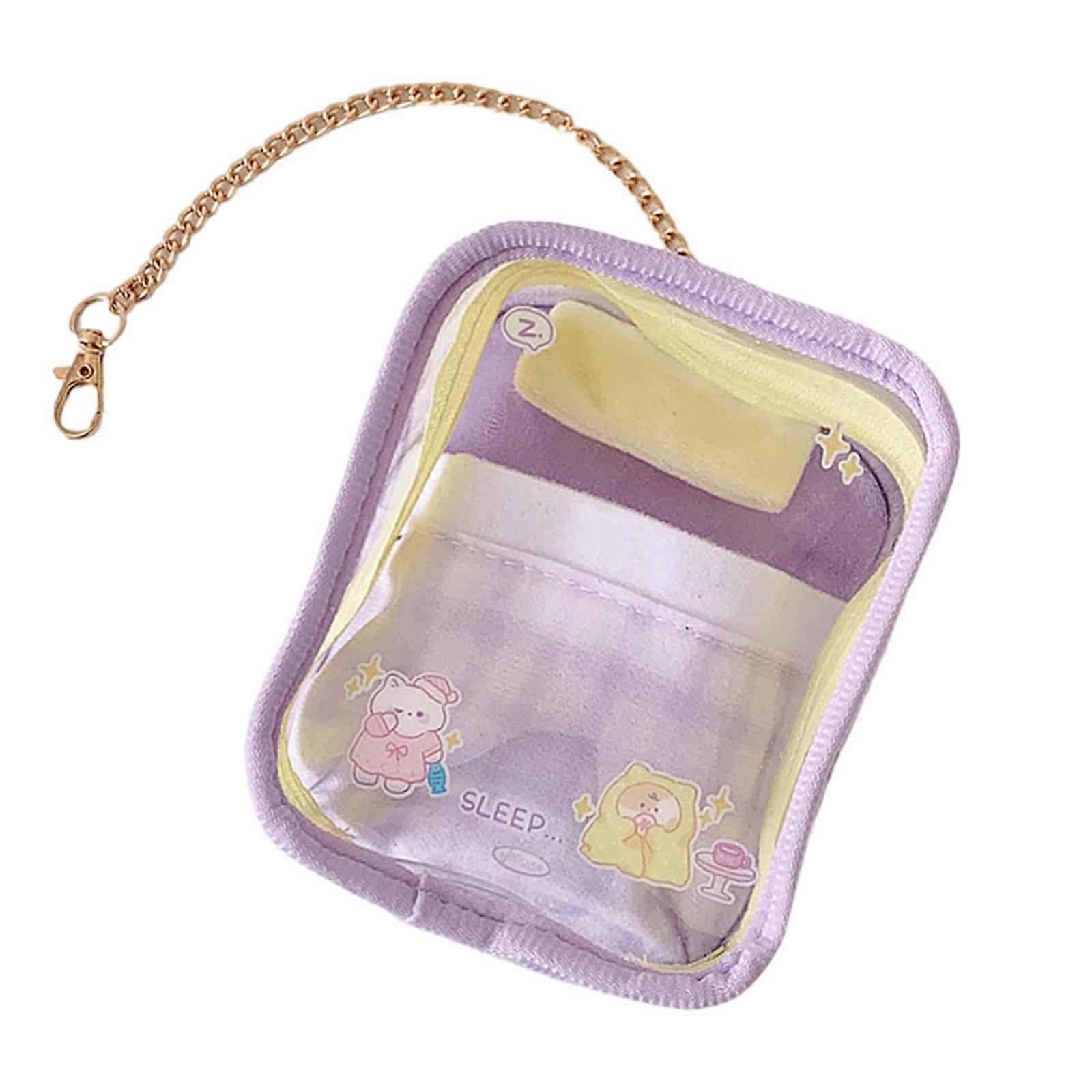 Multiple Layer Plastic Organizers Bag for Miniature Toy Visible Display Compartments and Portable Travel Protective  Purple