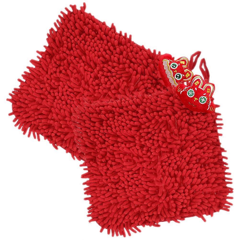 2pcs Hanging Chenille Hand Towels with Spring Rabbit Design Soft, Absorbent, Fast Drying Towels for Kitchen or Bathroom Use