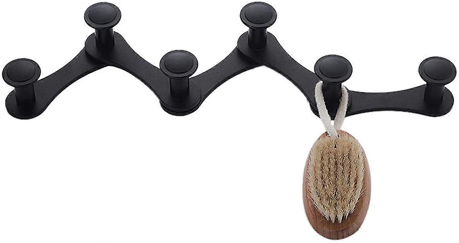 Black Wall-Mounted Coat Hook - Extendable Rustproof Hanger (Brush Excluded)