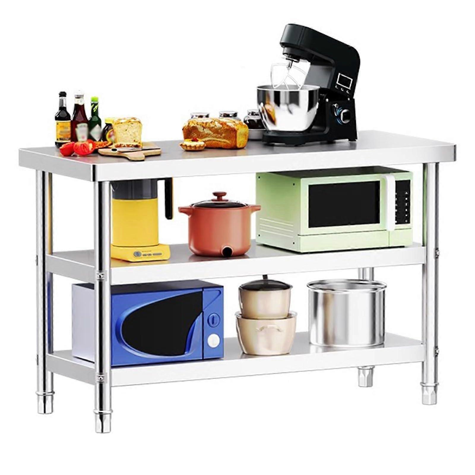 Multifunctional Stainless Steel Preparation Table, Sturdy Metal Table 60*40*80cm