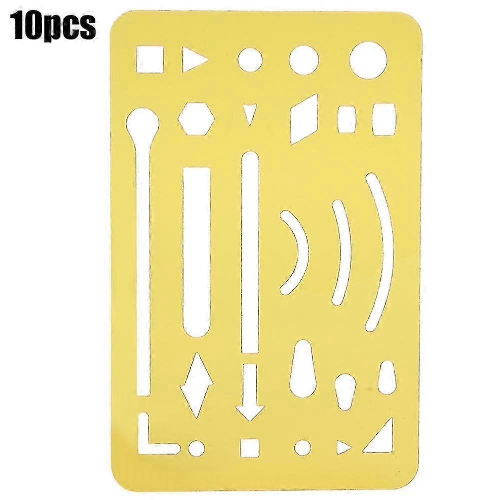 Ten 27-hole erasing shields, a multipurpose engineering drawing template and pattern ruler.