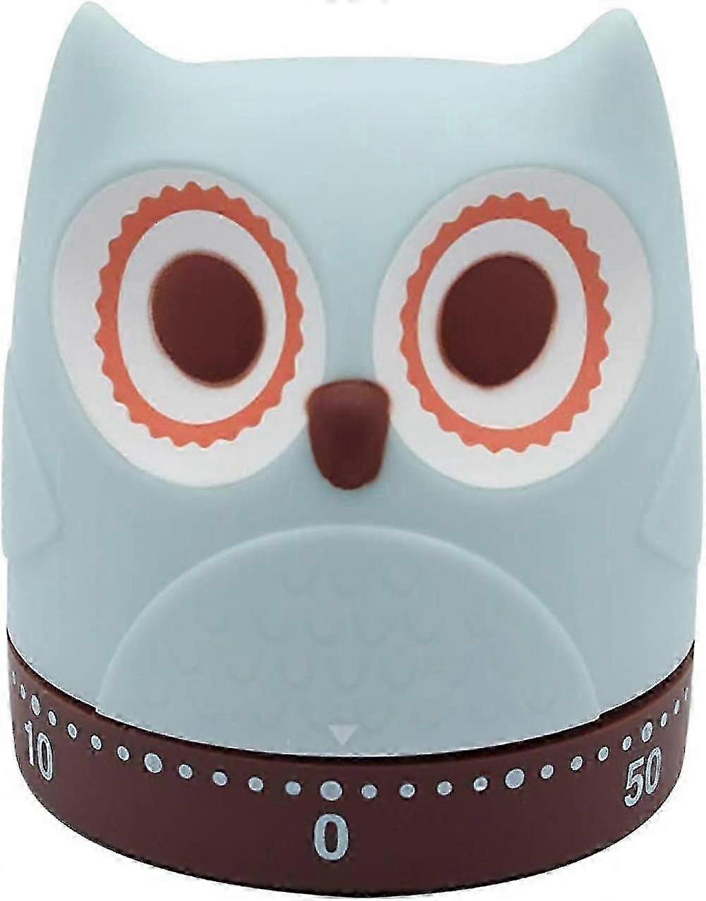 Mechanical Kitchen Timer Owl Design for Cooking Baking Study - Blue