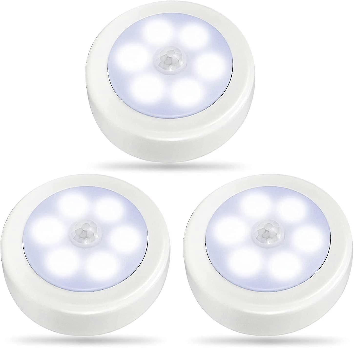 3Pack LED Motion Sensor Lights Indoor, Closet Lighting, Battery Operated Night Light, Wireless Wall Lamp (Cool White)