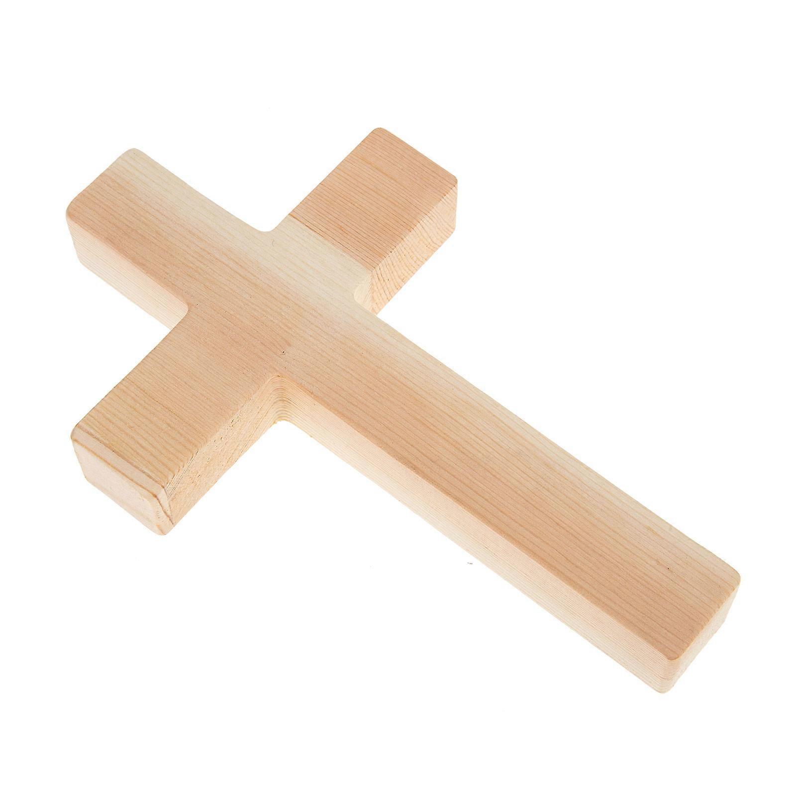 Chocolate Synthetic Wood Cross Decor for Home Retro Chic Catholic Ornament 7.5 x 5.5 inches