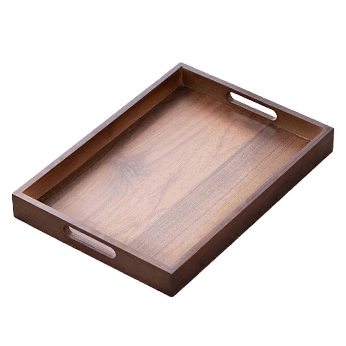 Rectangular Bamboo Wood Tea Tray Display Plate 35x25x4cm
