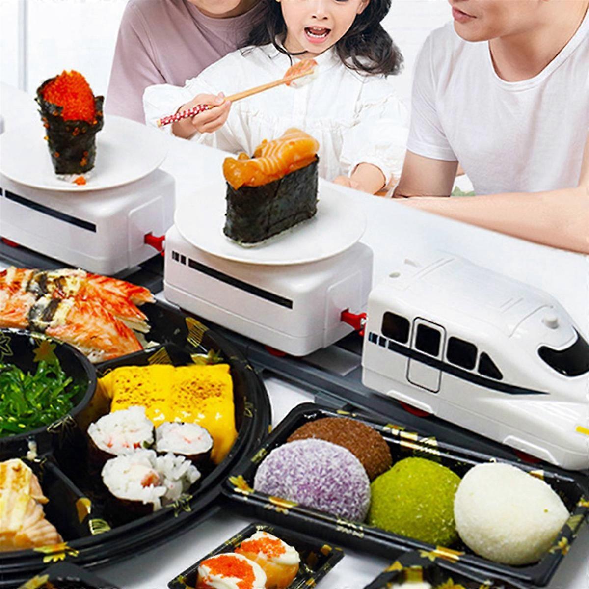 Sushi Train Rotary Sushi Toy Track Conveyor Belt Rotating Table Kid Food Train Set DIY Sushi Making